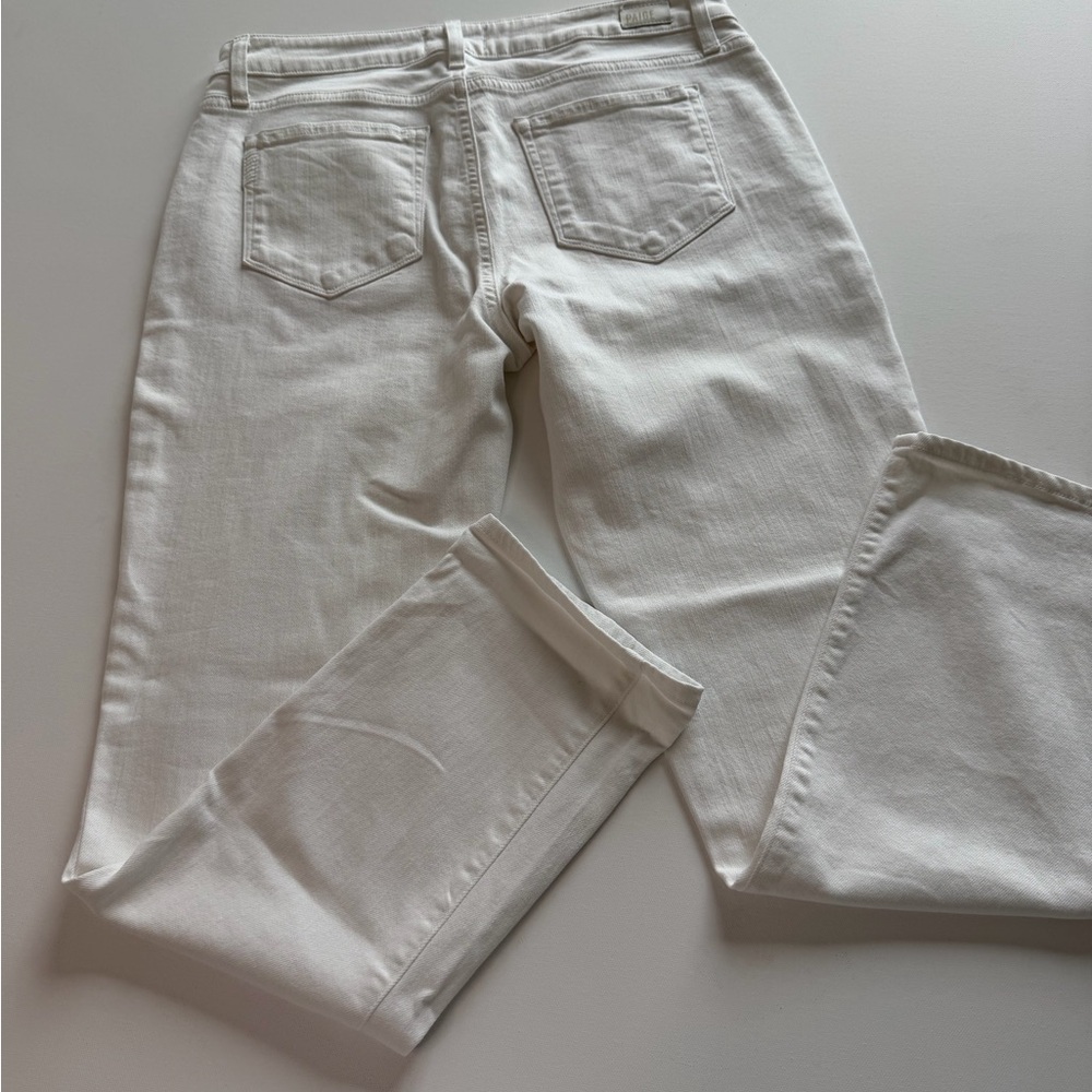 PAIGE White Denim Jeans Women’s Size 28 Mid Rise Straight Leg Premium designer - Picture 3 of 15